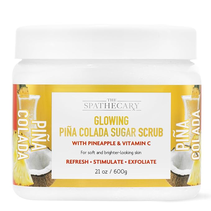 Pina Colada Sugar Scrub - Exfoliating & Hydrating Body Scrub With Pineapple and Vitamin C for Softer, Glowing & Brighter Smooth Looking Skin, Body Care Exfoliator & Cleanser, 21 oz