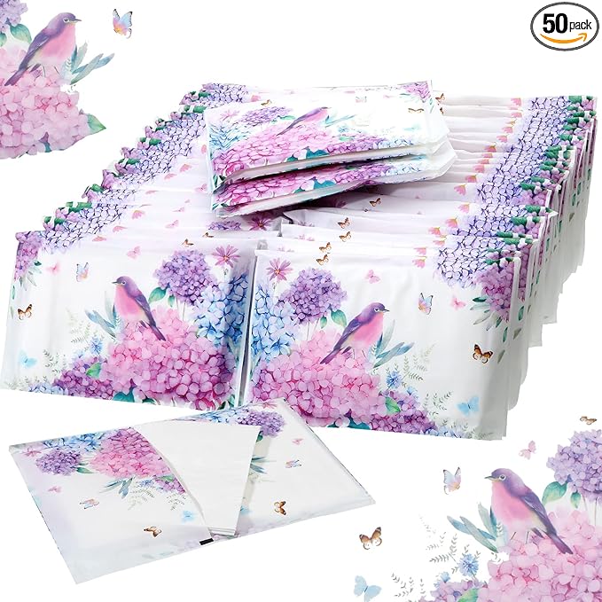 Geyee 50 Packs Tissue Travel Size Facial Paper Napkins Travel Packs Disposable Pocket Tissues for Wedding Guest Traveling School Purse Home Supplies, 500 Sheets 3 Ply(Hydrangea)