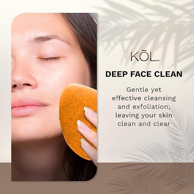 KOL Face Scrubber Pads, Citrus and Vitamin C Infused Exfoliating Facial Cleansing Sponges for Daily Face Wash and Makeup Removal, 6 Count