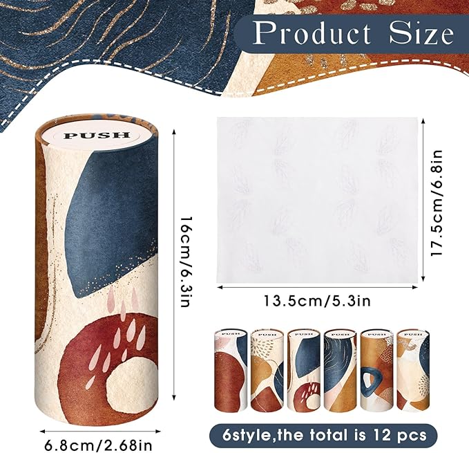Outus 12 Pcs Boho Car Tissues Cylinder Holder with 3 Ply Facial Tissue Bulk Black White Round Tissue Holder Travel Tissues Boxes Container for Car Cup Wedding Birthday Party