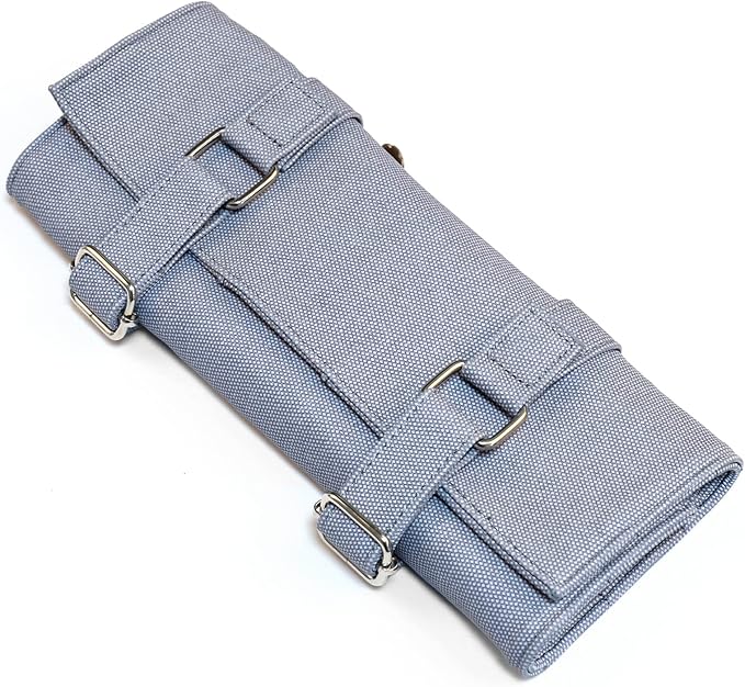 Salon Scissors Bag Roll Up, 14 Pockets PU Stylist Grooming Scissors Holder Barber Hair Scissor Shears Cases for Hairdressers (HJ-ZP012-Blue)