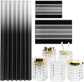 Bathroom Sets with Shower Curtain and Rugs and Accessories, Glass Bathroom Accessories Set Clear Bathroom Set Bathroom Sets, Black Bath Mat and Diamond Soap Dispenser for Bathroom Decor