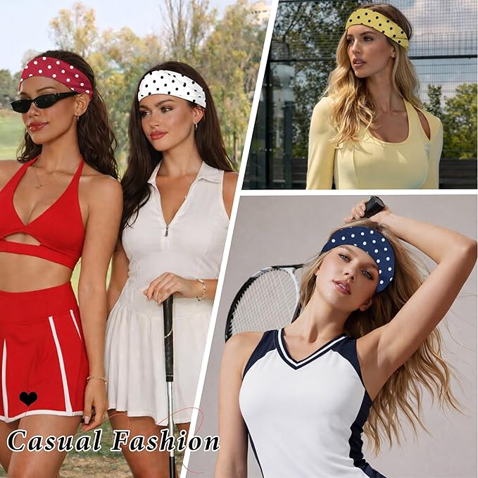 Headbands for Women Non-Slip Workout Hair Bands, 6 Pack Stretchy Athletic Soft Sweatbands, Elastic Cloth Fabric Headband, Fashion Head Bands for Yoga Running Sports Gym Sports Exercise