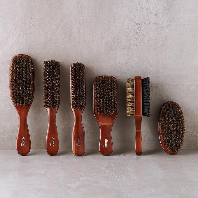 Diane Premium 100% Boar Wave Brush for Men and Barbers , Mens Hair Brush– Medium Bristles for Thick Coarse Hair – Use for Detangling, Smoothing, Wave Styles, Soft on Scalp, Restore Shine and Texture