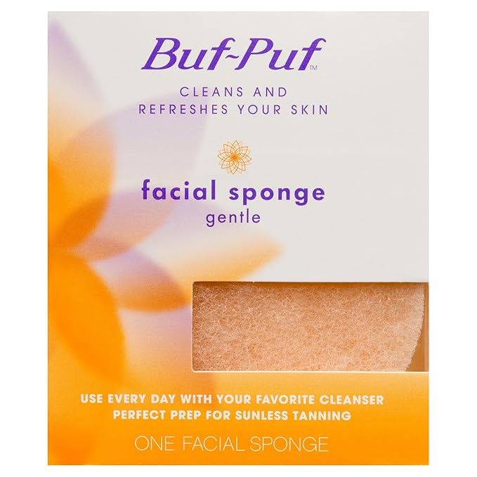Buf-Puf Gentle Facial Sponge, Dermatologist Developed, Removes Deep Down Dirt & Makeup That Causes Breakouts and Blackheads, Reusable, Exfoliating, 1 Count