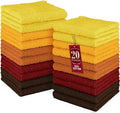 DecorRack 20 Pack 100% Cotton Wash Cloth, Luxurious Soft, 12 x 12 inch Ultra Absorbent, Machine Washable Washcloths, Assorted Set 1 (20 Pack)