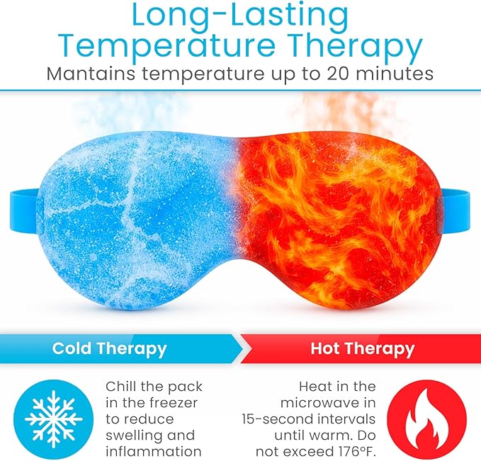 Arctic Flex Cold Eye Mask - Gel Ice Pack for Cool Sleeping, Dry Night Treatment - Reusable Hot Spa Therapy for Sleep, Skin Puffiness, Migraine
