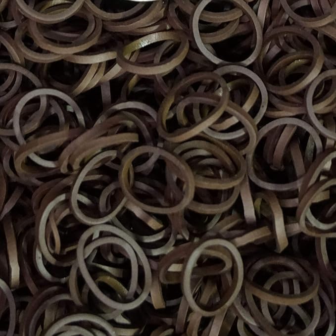 Amelia Beauty 500 Count Small Rubber Bands for Hair – ½" Brown - Made in USA - Recloseable Container - Mini Hair Elastics for Braids, Ponytails, Cornrows & Twists – Strong Hold Ponytail Holders