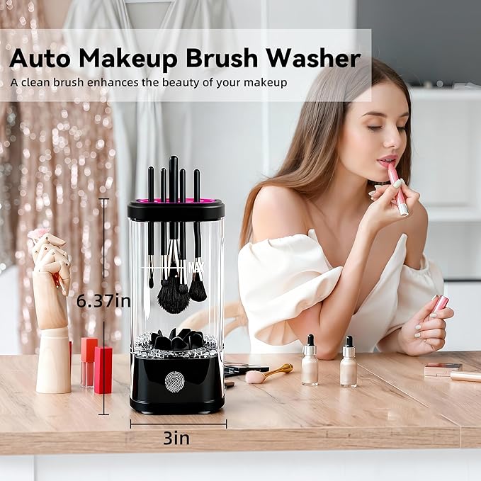 3 IN 1 Electric Makeup Brush Cleaner Machine, Portable Automatic USB Cosmetic Brush Cleaner Dryer for All Size Beauty Makeup Brushes Set, Foundation brush, Contour, Eyeshadow, Blush Brushes