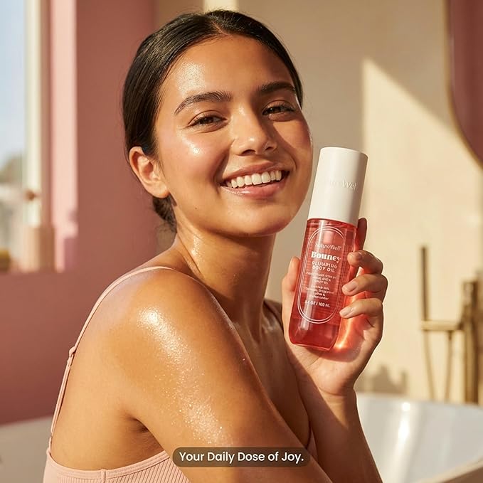 NATURE WELL Bouncy Plumping Body Oil, Fast-Absorbing Formula Designed to Support Skin Elasticity, Smoothness, & Bounce, Scented with Tuberose, Dragonfruit, Lychee & Golden Amber, 3.4 Oz