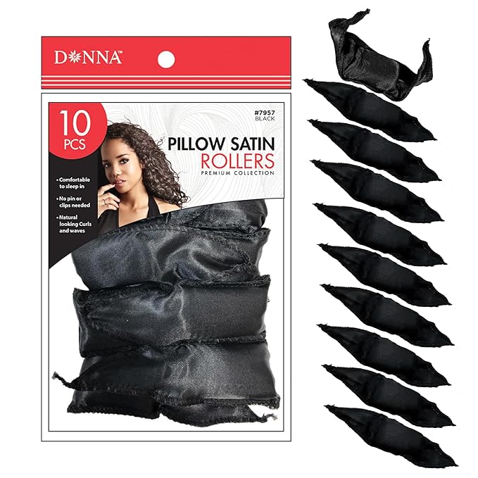 Donna Collection Pillow Satin Rollers, Black