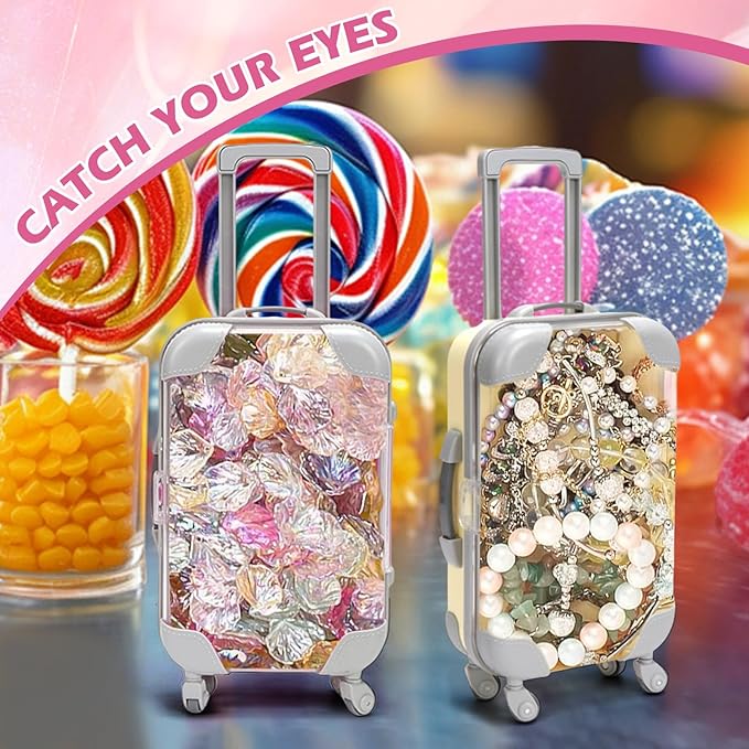 Kuabiz 20 Pack Mini Suitcase Party Favor Box Plastic Suitcase Gift Box Mini Luggage Storage Box Empty Candy False Eyelashes Box for Travel Bachelorette Party Bridesmaid Bridal Shower Decorations