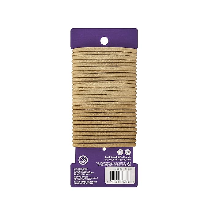 Goody Ouchless Elastic Hair Tie - 32 Count, Blonde - 4MM for Medium Hair - Slideproof Pain-Free Hair Accessories for Men, Women, Boys, and Girls - Perfect for Long Lasting Braids, Ponytails, and More