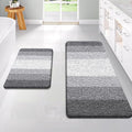 OLANLY Bathroom Rug Set 2 Piece, Soft Absorbent Microfiber Bath Rug Set, Non-Slip, Machine Wash Dry, Plush Shaggy Bath Mats for Bathroom (47"x20"+24"x16", Grey)