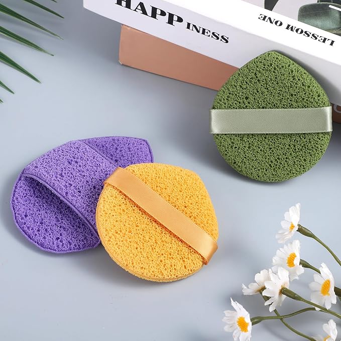 3 PCS Facial Sponges for Washing Face Reusable Soft Facial Sponges Exfoliating Sponge for Face Spong for Washing Makeup Removal, Travel Friendly Daily Cleansing Faces Scrubber