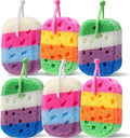 6 Pcs Exfoliating Bath Sponge Body Loofah Sponges Shower for Women Reusable Soft Bathing Pouf Foam Lufa Body Scrubber and Rich Lather, Color Matching(Gradient Colors)