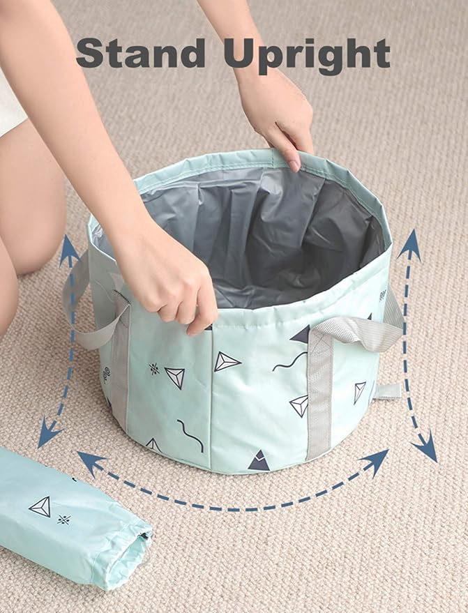 14L Collapsible Foot Soak Basin Tub Bag for Soaking Feet, Portable Pedicure Foot Spa Bath Foldable Feet Soaker Bucket for Travel Camping, SpringGreen