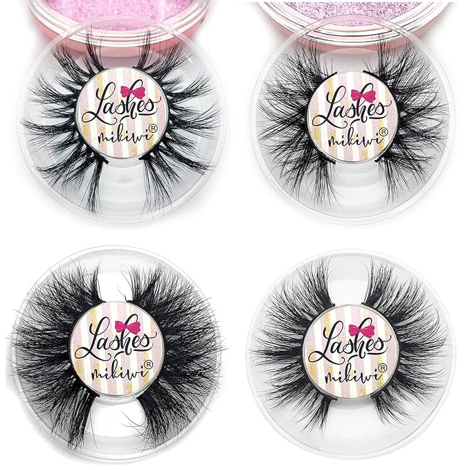Mikiwi 3D Mink Lashes, 4 Styles Mink Eyelashes, Dramatic Eyelashes, Strip Lashes, 5D Mink Lashes, Pack-4