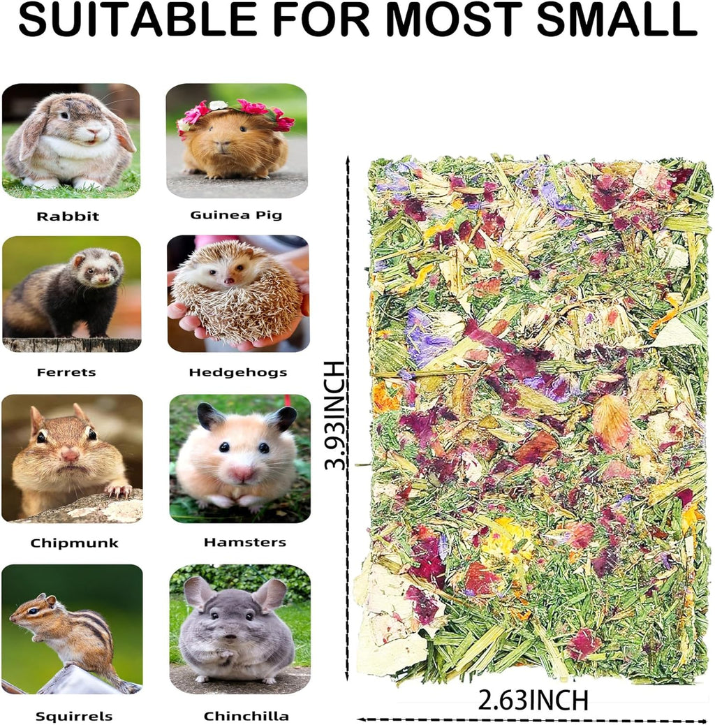Rabbit Toys 20 Pack Bunny Toy Bunny Chew Toy Guinea Pig Treats Timothy Hay Toys Chips with Herbal Flowers Timothy Hay Grass Hamster Snacks Chinchillas Gerbils for Small Animals Teeth