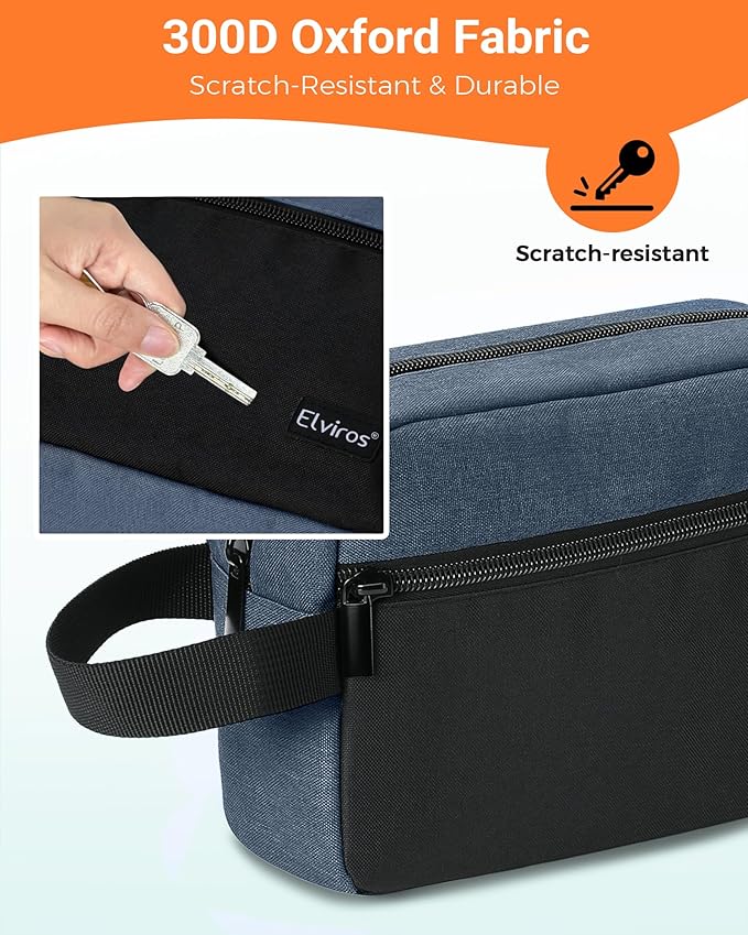 Elviros Travel Toiletry Bag for Men Hanging Toiletries Dopp Kit Small Bathroom Hygiene Tool and Medicine bag for Traveling Essential Shaving Pouch,Gifts for Men(Blue&Black)