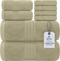 DAN RIVER 8 PC Luxury Bath Towels for Bathroom, 2 Bath, 2 Hand, and 4 Wash Cloths, 600 GSM 100% Ring Spun Cotton Towel Set, Highly Absorbent, Gym, Hotel, and Spa, Beige