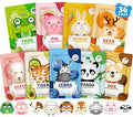 36 Pack Cute Animal Kids Face Mask, Sheet Collagen Moisturizing Face Mask for Girls Teens, Easter Basket Stuffers, Bulk Spa Party Gifts and Birthday Gifts