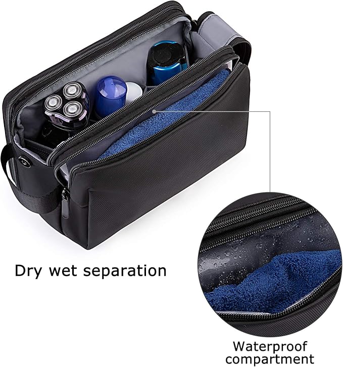 BAGSMART Toiletry Bag for Men, Travel Toiletry Organizer Dopp Kit Water-resistant Shaving Bag for Toiletries Accessories, Door Room Essentials,Green-medium