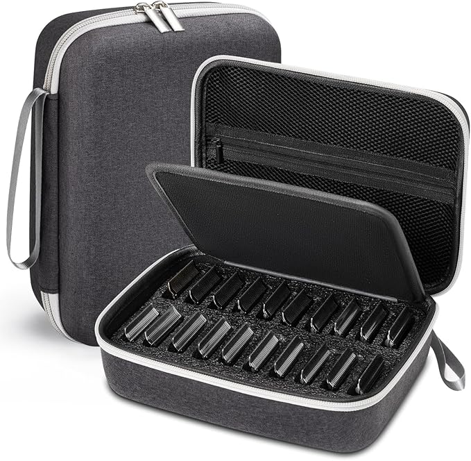 Noverlife Hair Clipper Guard Blades Holder Case, Barber Guard Storage Bag for 20 Metal Blades Hard Storage Travel Case