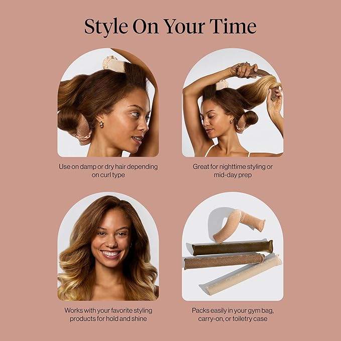 Kitsch Satin Hair Curlers, Heatless Curling Rod - Jumbo Flexi Rod for Heatless Curls Overnight, Comfortable Hair Curlers to Sleep In for Frizz-Free, No Heat Damage Styling - 4pcs Eucalyptus