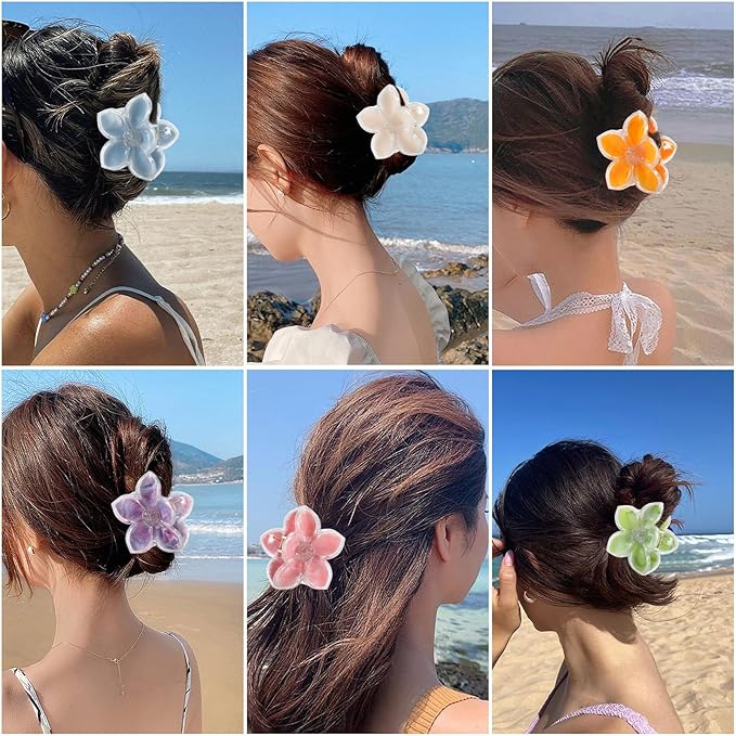 Flower Hair Clips for Women 6 Pcs Hawaiian 2026 New Large Claw Clips Plumeria Large Hair Claw Clips for Thick Thin Hair Beach Hair Accessories for Women Teens