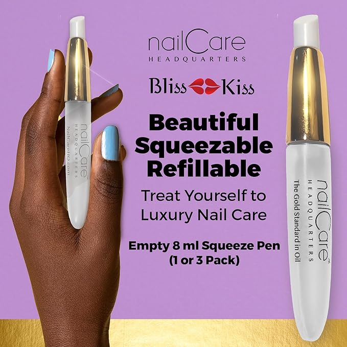 Nail Care Headquarters Refillable Empty Squeeze Cuticle Pens, perfect for holding Simply Pure Nail & Cuticle Oil - Gold Cap Single