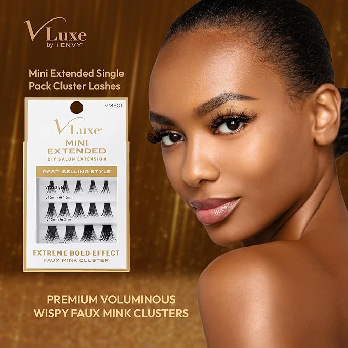 VLuxe Faux Mink Lash Cluster Mini Extended, 14 10-14mm Seamless DIY Lash Extensions, Lightweight Ultra Comfort False Eyelashes with Thin Microband for Natural Blending, Refill for Mini Lash Palette