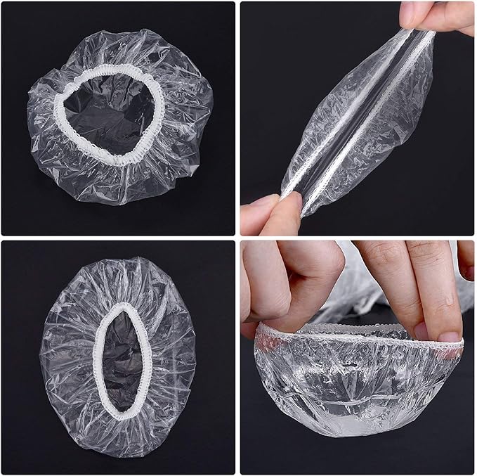 Outus 100 Pack Clear Disposable Ear Covers Plastic Waterproof Ear Protectors for Shower, Hair Dye, Bathing