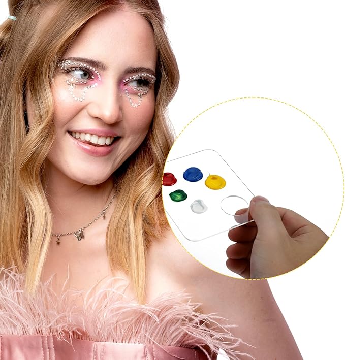 5 Pcs Acrylic Makeup Mixing Tray Paint Pallet 3.9x3.1 Inch Cosmetic Makeup Palette Mixing Palette with Thumb Hole Liquid Foundation Mixings Palettes for Cosmetic Painting Art Oil Painting Craft