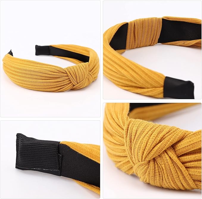 DRESHOW 8 Pack Knotted Headbands for Women Wide Turban Headband Yoga Exercise Ribbing Hair Hoop Hair Bands Accessories