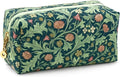 Floral Quilted Cotton Makeup Bag for Women, Large Capacity Travel Cosmetic Pouch with Zipper, Cute Toiletry & Brush Organizer, Kawaii Makeup Storage Case – Garden Green