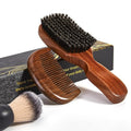 Beard Brush for Men, Natural Boar Bristle Sapele Wood Brush for Beard and Hair, Men's Grooming Kit with Pocket Beard Comb for Facial Hair Styling, Growth, Shine