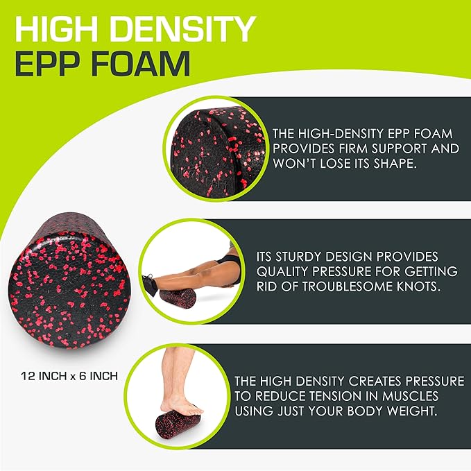 ProsourceFit High Density Foam Rollers Long, Firm Full Body Athletic Massage Tool for Back Stretching, Yoga, Pilates, Post Workout Muscle Recuperation
