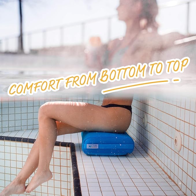 Star Splash Hot Tub Booster Seat, 15 x 12 x 5 Inches - Bath Cushion with Non-Slip Micro Dot Bottom and 6 Weight Sections - Quick Dry Inflatable Hot Tub Accessories for Adults and Kids