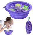 Silicone Face Ice Bath Bowl with Built-In Icetray,Silicone and Foldable Face Tub,Ice Bath Water Chiller,Skin Tightening and Acne Relief for Home & Travel (Purple)