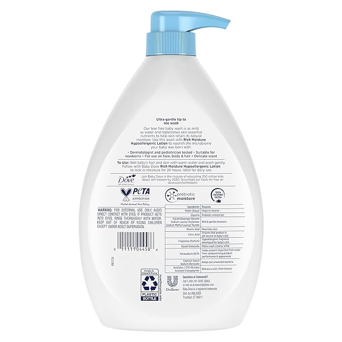 Baby Dove Sensitive Skin Hydrating Body Wash | Tear-Free & Hypoallergenic | Pediatrician Tested | 34oz