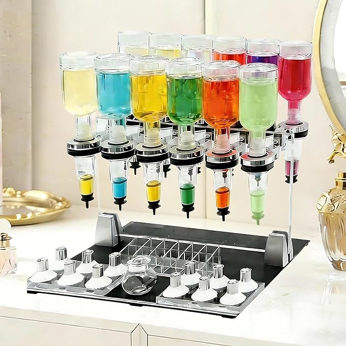 Liquid Filling Machine Transfer Tools, 12 Pump Heads,Testing Cups, 200ml Glass Perfume Bottles, Flow Adjustable, Suitable for Liquid Colognes/Perfume Samples