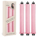 Luckybear Jumbo Heatless Hair Curler, 3pcs Pink Satin Flexi Rods - Heatless Curls, Soft Velvet Overnight Sleeping Curls Styling Tools for All Hair Types