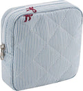 Small Quilted Striped Cosmetic Pouch for Purse, Mini Cotton Makeup Bag with Compartments, Cute Zipper Lipstick Holder for Women (27 Thin Stripes)