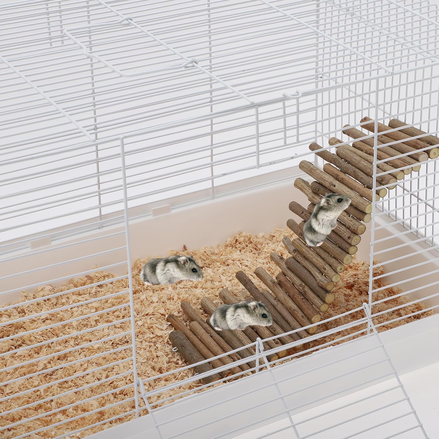 Hamster Toys, Flexible Hamster Wooden Bridge, 11.8In Hamster Fence, Hamster Cage Decor and Platforms, Hamster Cage Accessories(11.8In)