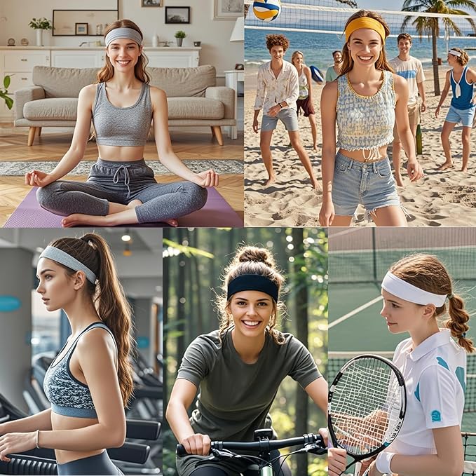 9Pcs Headbands for Women Non Slip Headband, Soft Elastic Hair Bands for Women's Hair, Fashion Cotton Cloth Stretchy Sweat Bands Headbands for Sports, Makeup, Gym, Running, Yoga, Workout (9Colors-B)