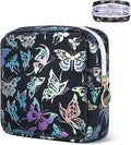 Period Bag Pouch, Leather Sanitary Napkin Storage Bag for Girls Womens, Portable Sanitary Napkin Period Pad Pouch Bag for Purse (Black-Dancing Butterfly)