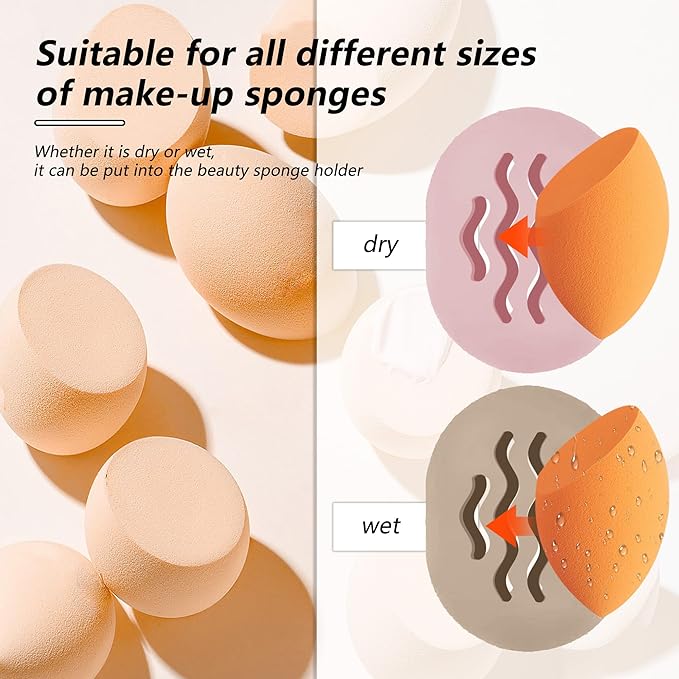Makeup Sponge Holder Beauty Blender Case - Travel Storage Case for Beauty Blenders, Portable Organizer (Khaki)