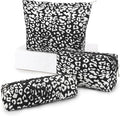 EIMMBD Makeup Bag 3 Pieces Large Capacity Cosmetic Bags Travel Toiletry Bag Organizer Cute Makeup Pouch Storage for Women(Black White)