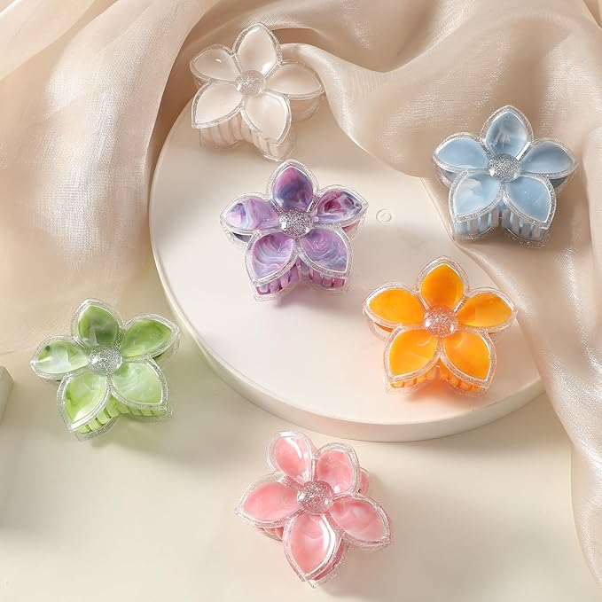 Flower Hair Clips for Women 6 Pcs Hawaiian 2026 New Large Claw Clips Plumeria Large Hair Claw Clips for Thick Thin Hair Beach Hair Accessories for Women Teens